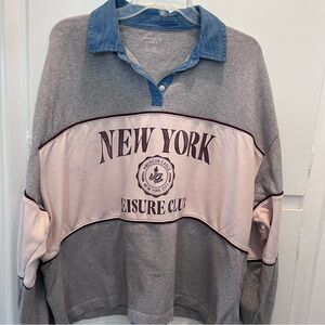 American Eagle Gray and Cream New York Leisure Club Sweatshirt sz XXL